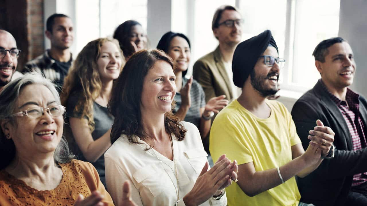 Audience responding to humor